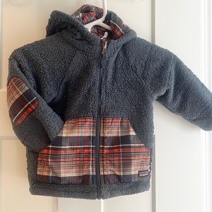 Patagonia children’s reversible blue and plaid  winter coat